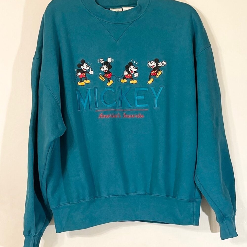 Disney Mickey Mouse Sweatshirt - America's Favorite Green Size Large